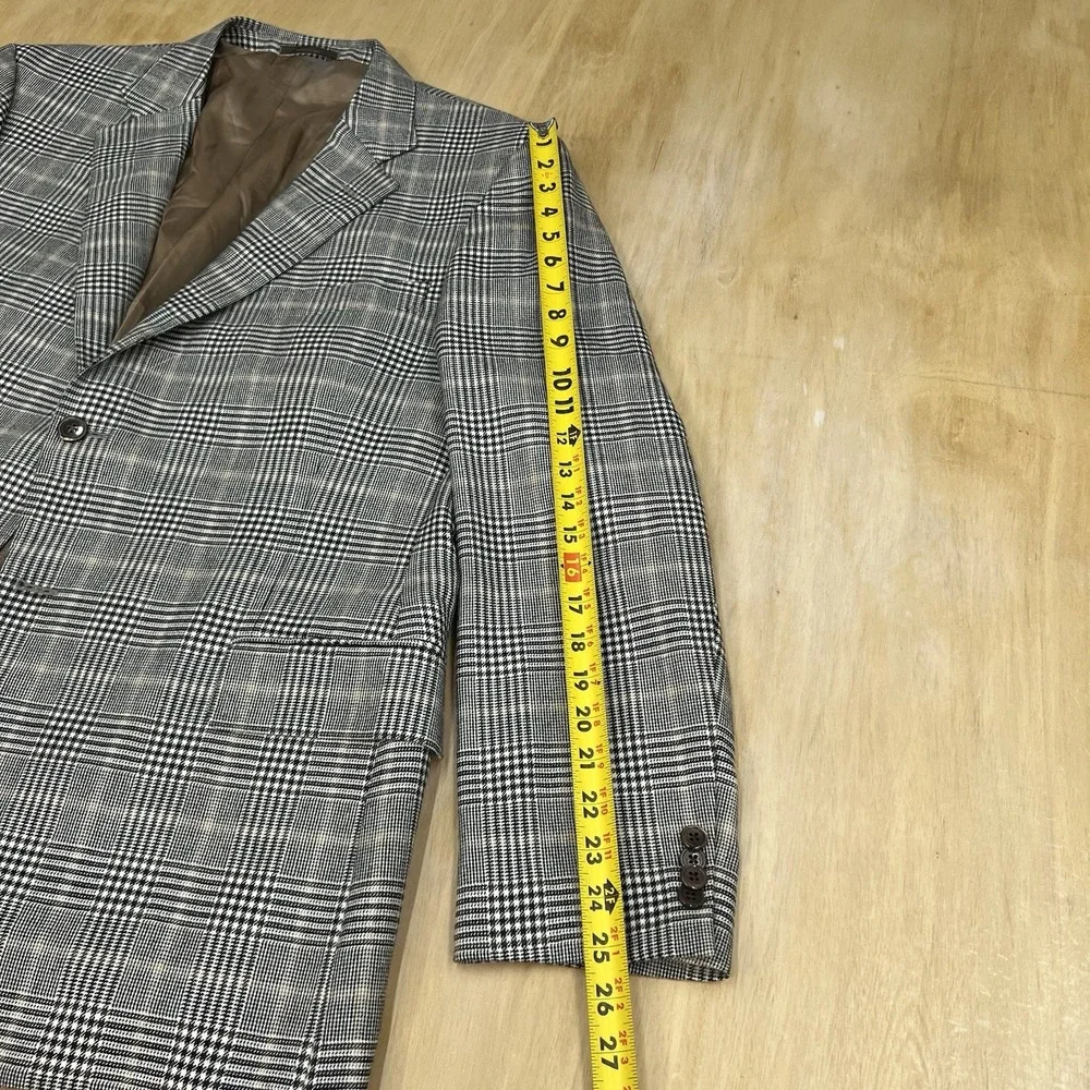 John W. Nordstrom Cashmere Blazer Jacket Sport Coat Mens 46R Cream/Brown/Black